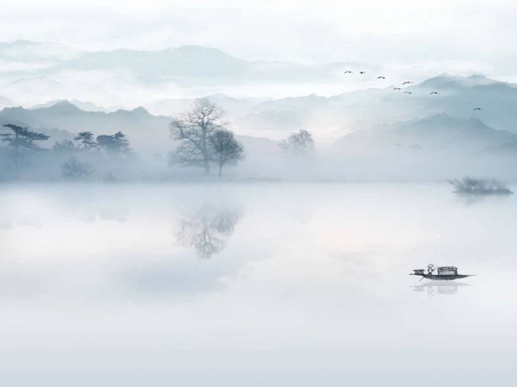 Фотообои Лодка в тумане